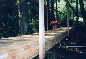 Suspension footbridge en route to treehouse and creek